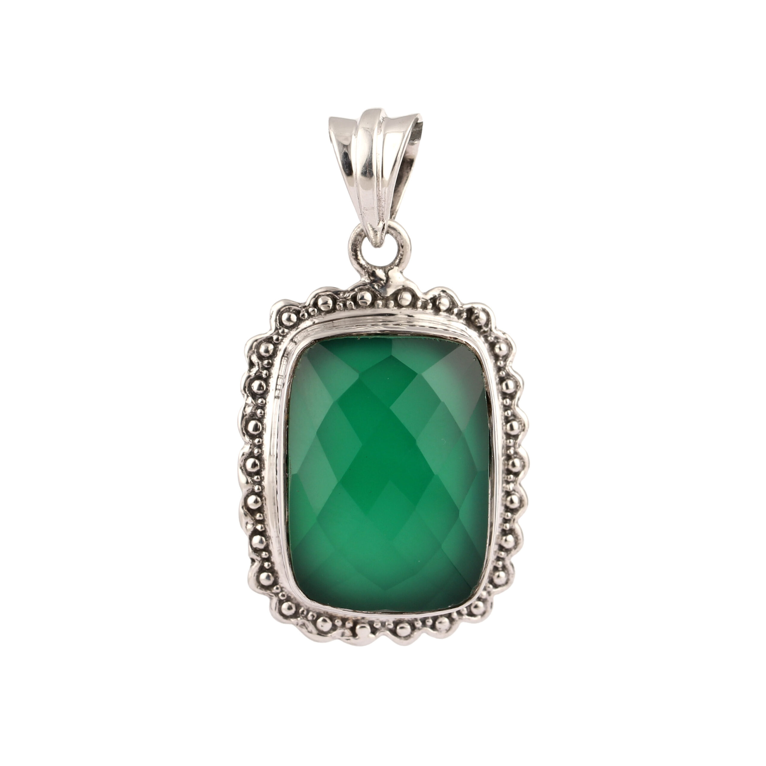 Green Onyx Gemstone Silver Pendant
