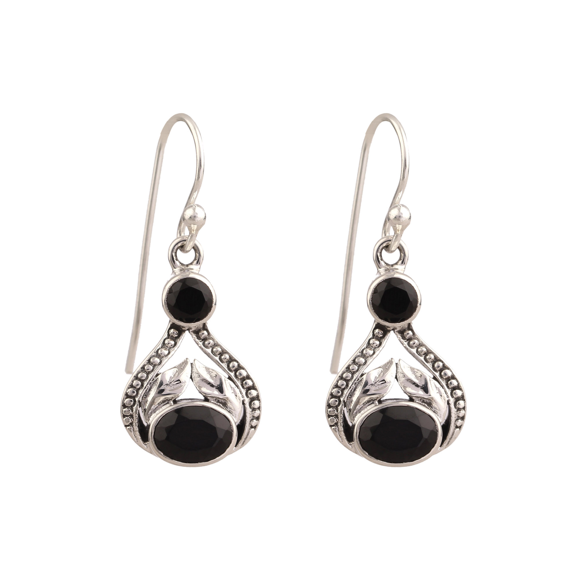 925 Sterling Silver Jewelry With Black Onyx Gemstone Earring