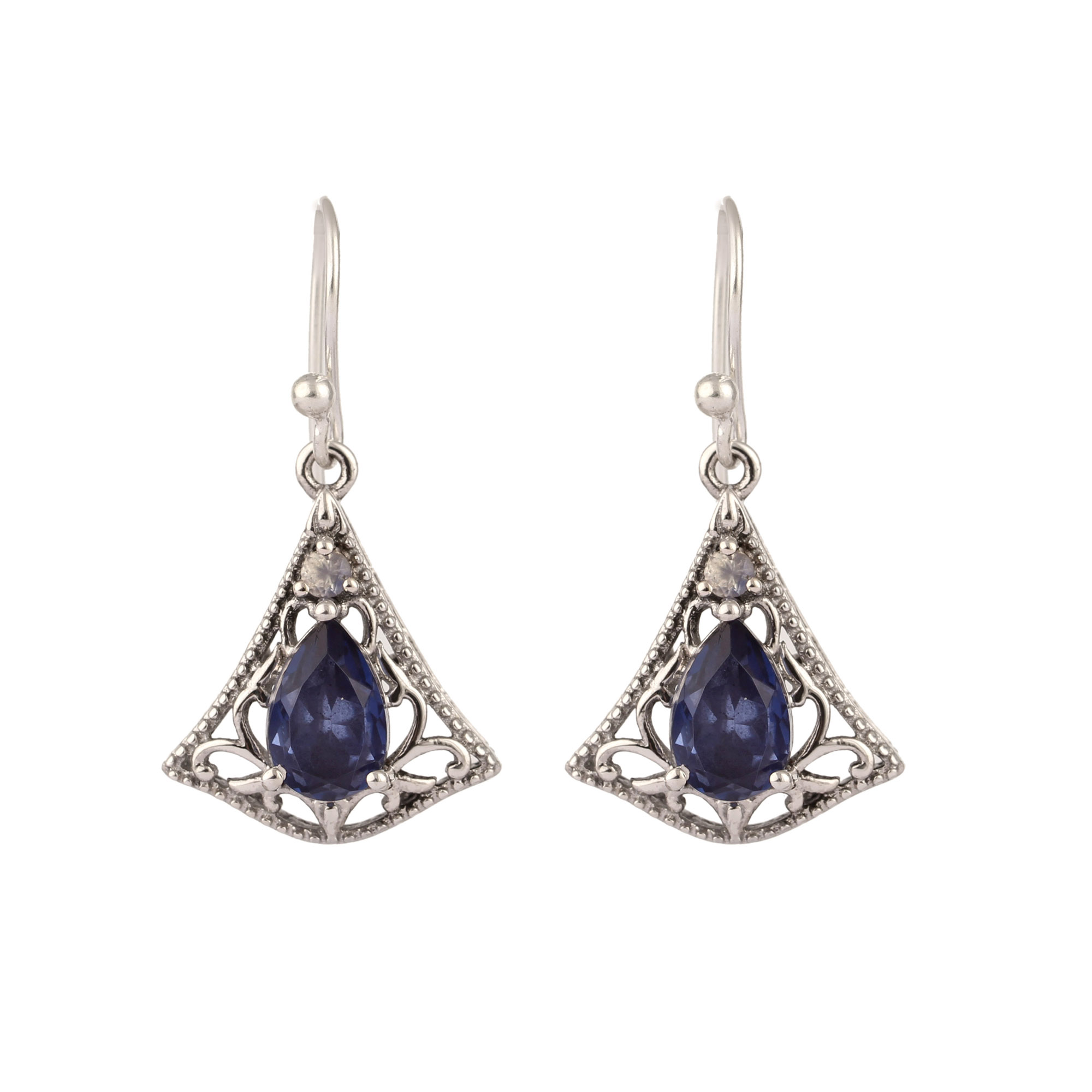 925 Sterling Silver Jewelry With Blue Quartz Gemstone Earring