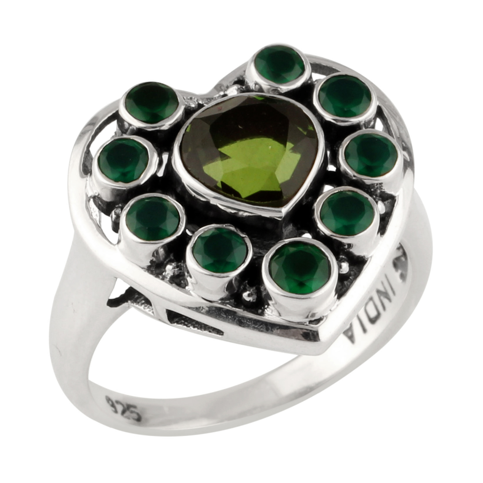Green Quartz and Onyx Ring