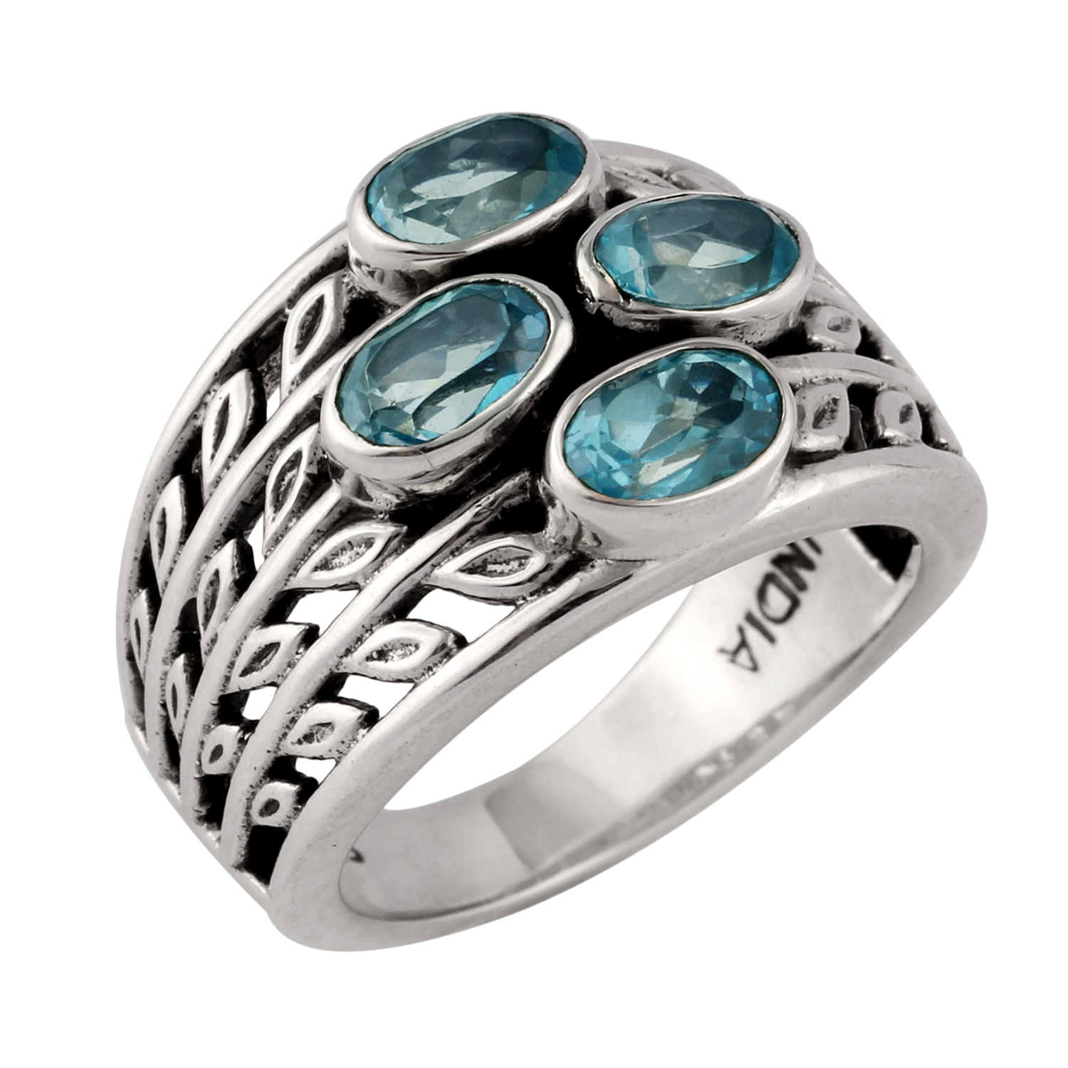 Blue Topaz Floral Style Ring