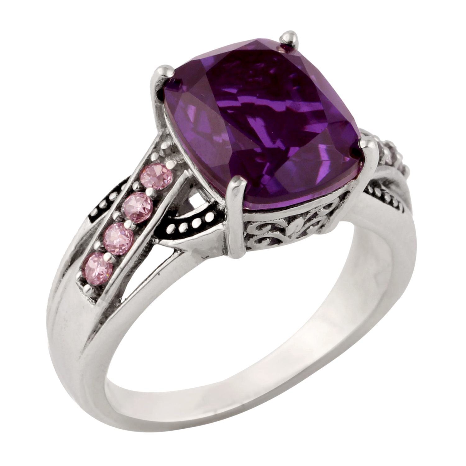 Purple Quartz and Pink Topaz Ring