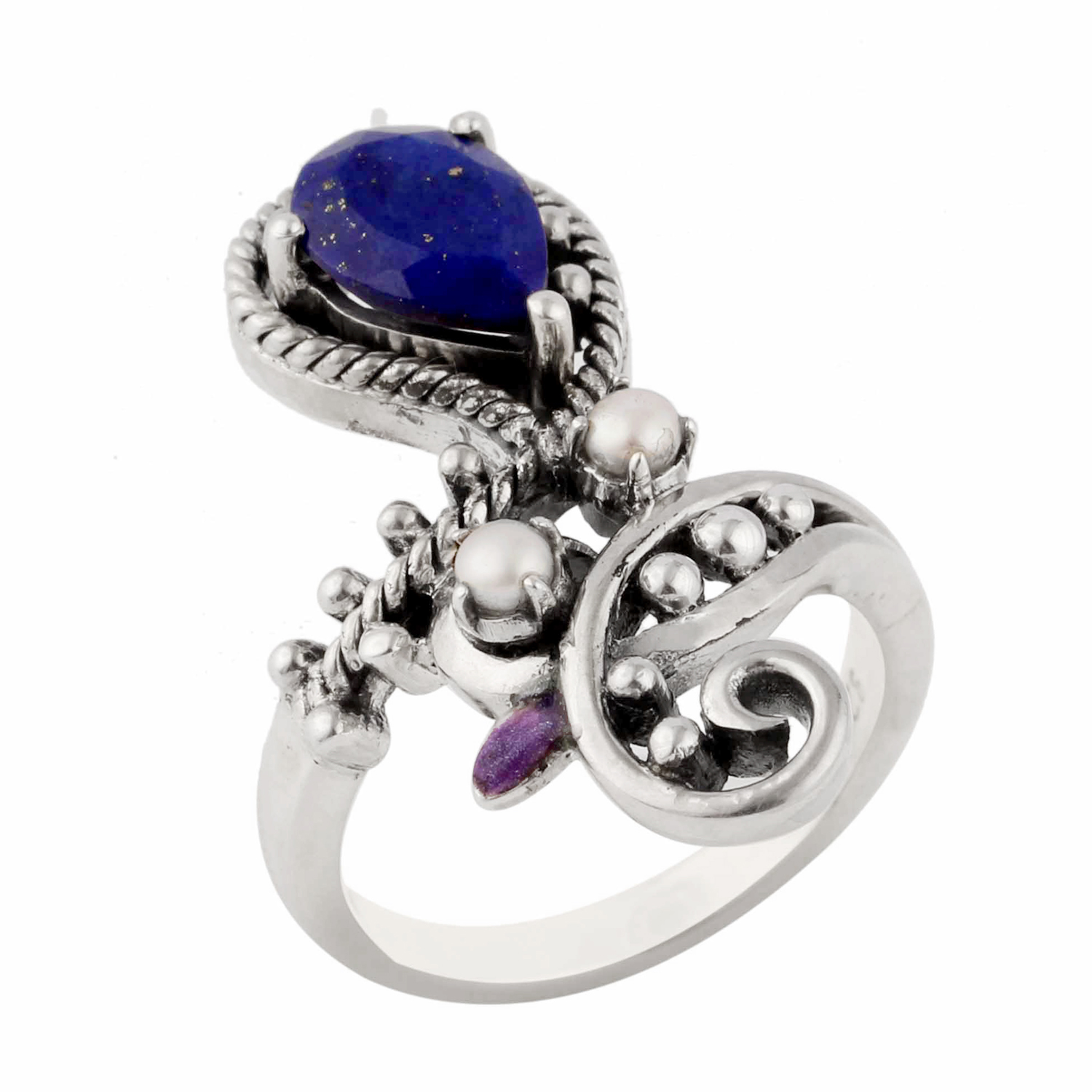 Lapis Lazuli & Pearl Silver Ring