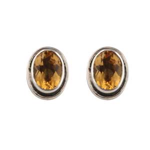 925 Sterling Silver Jewelry With Citrine Gemstone Stud Earring