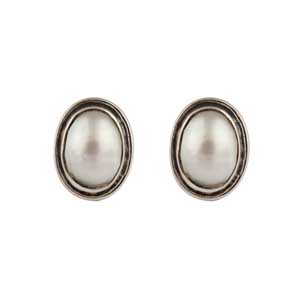 925 Sterling Silver Jewelry With Pearl Gemstone Stud Earring