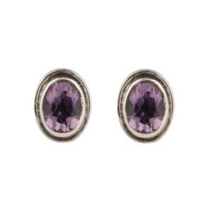 925 Sterling Silver Jewelry With Amethyst Gemstone Stud Earring