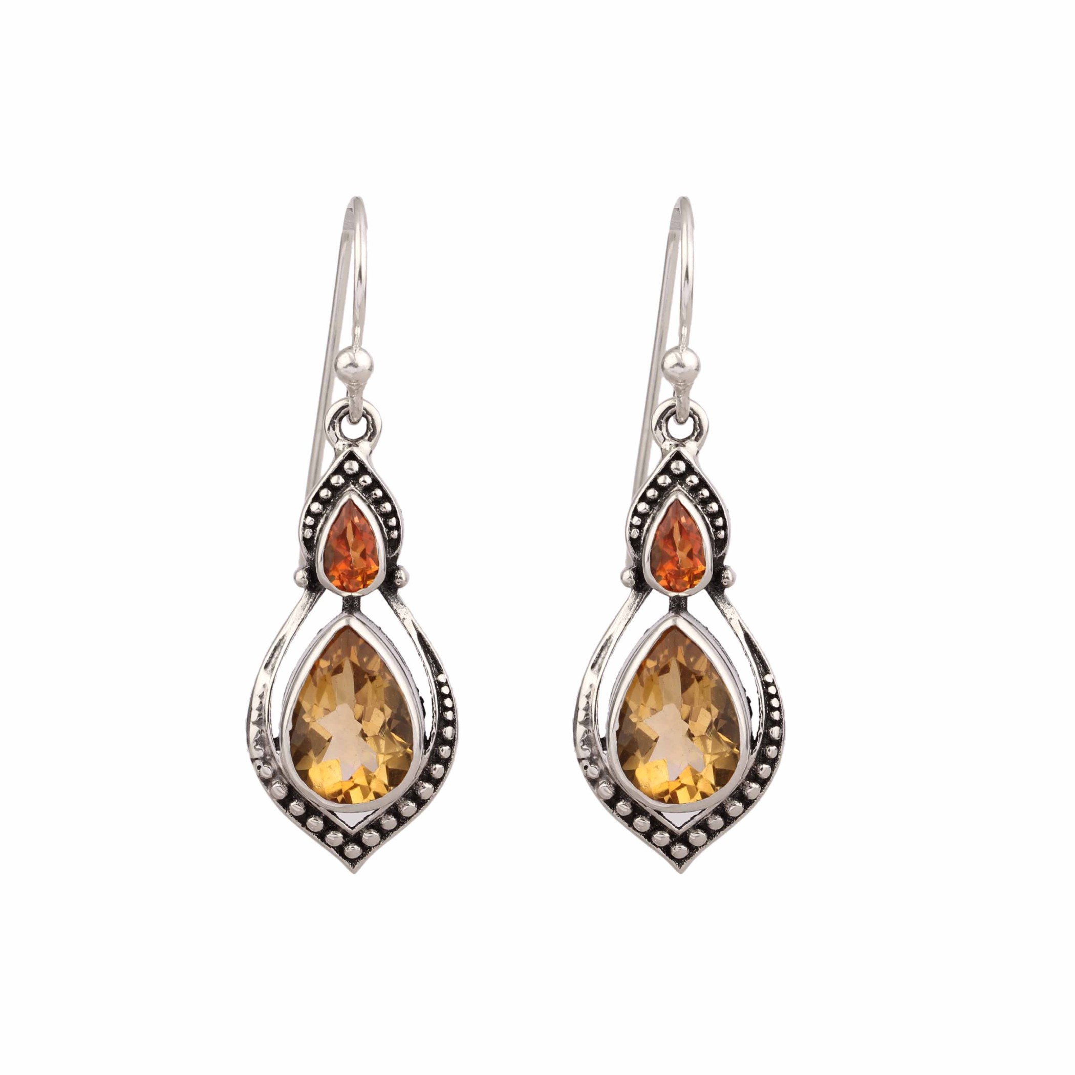 925 Sterling Silver Jewelry With Citrine and Honey Topaz Gemstone Earring