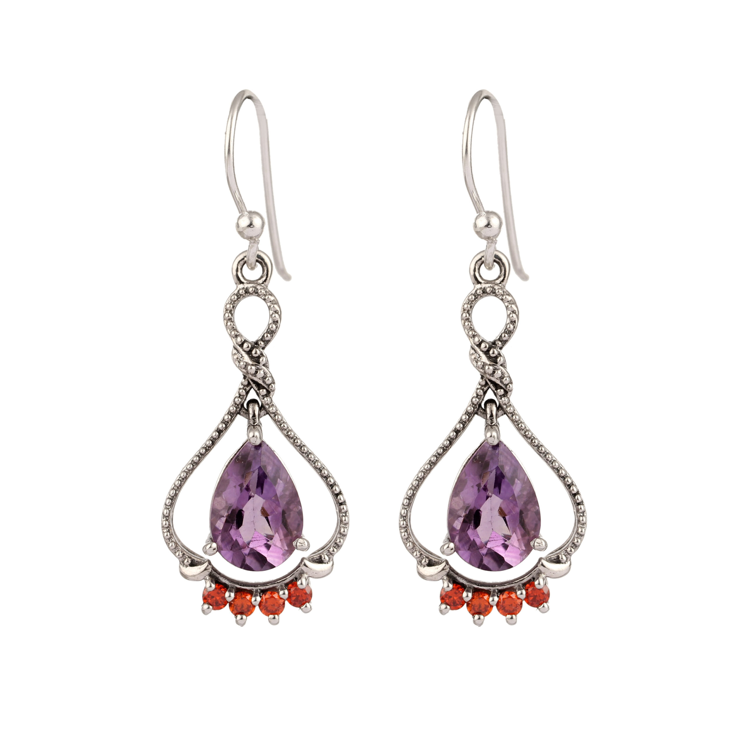 925 Sterling Silver Jewelry With Amethyst and Honey Topaz Gemstone Earring
