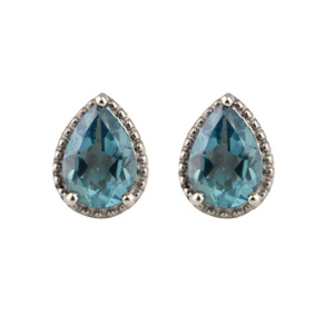 Blue Topaz Gemstone 925 Silver Stud Earring