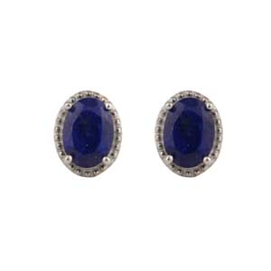 Lapis Lazuli Gemstone 925 Silver Stud Earring