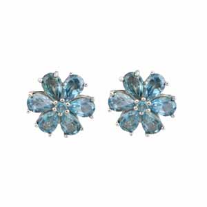 925 Sterling Silver Jewelry With Blue Topaz Gemstone Stud Earring