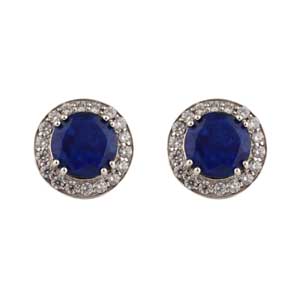 925 Sterling Silver Jewelry With Lapis Lazuli and zircon Gemstone Stud Earring