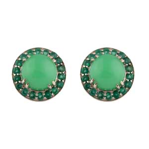 925 Sterling Silver Jewelry With Chrysoprase and Green Onyx Gemstone Stud Earring