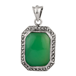 Green Jade Gemstone 925 Silver Pendant
