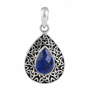 Lapis Lazuli 925 Silver Celtic Pendant