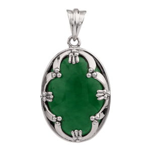 Green Onyx 925 Silver Bezel Pendant