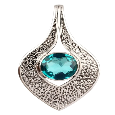 Aqua Quartz Silver Pendant