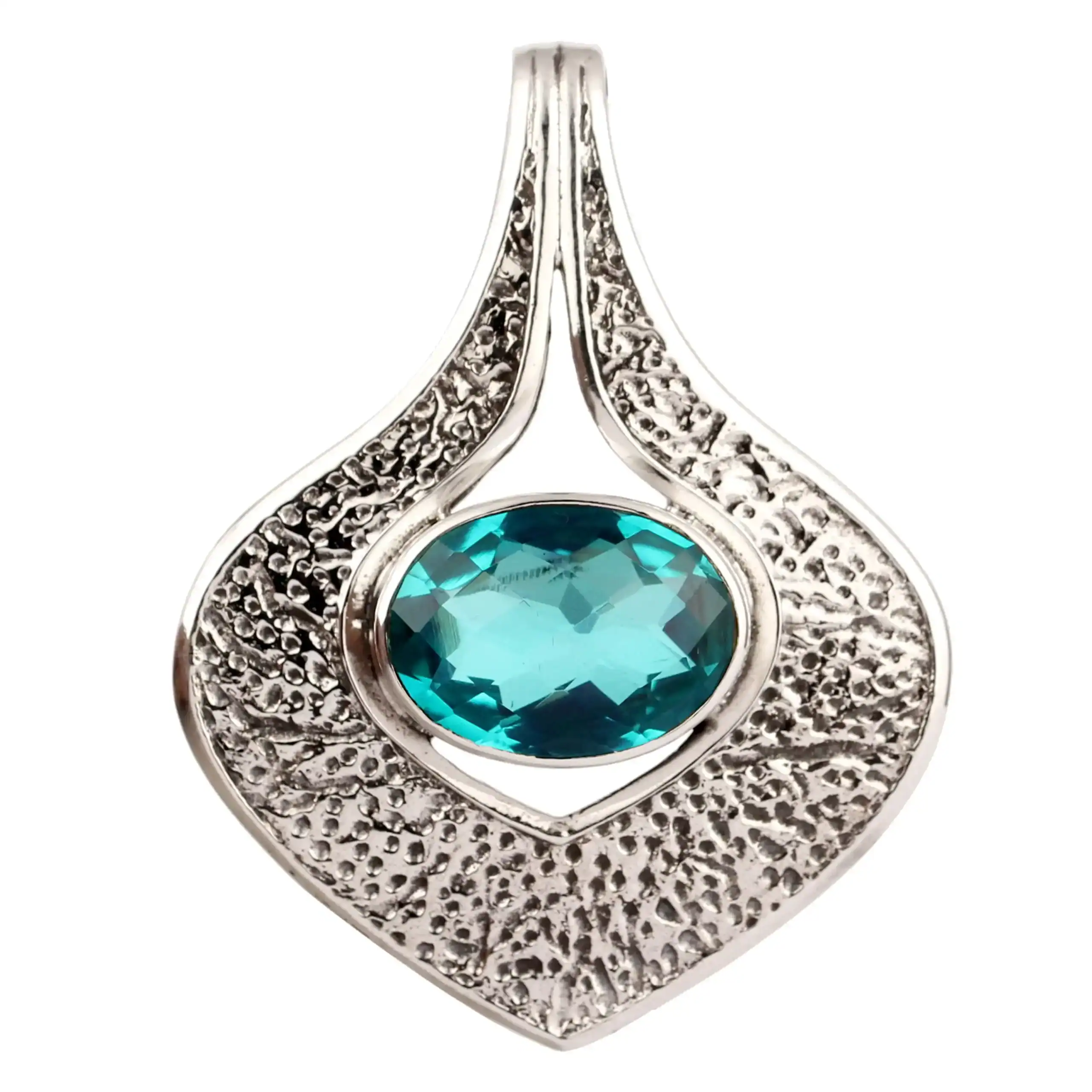 Aqua Quartz Silver Pendant
