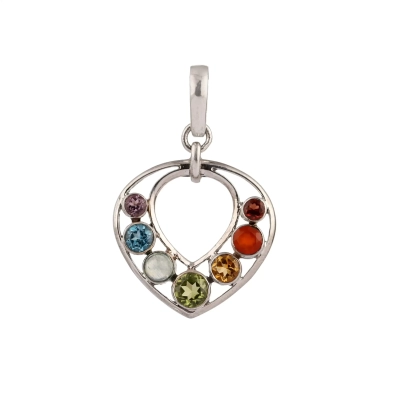 Multistone Silver Pendant