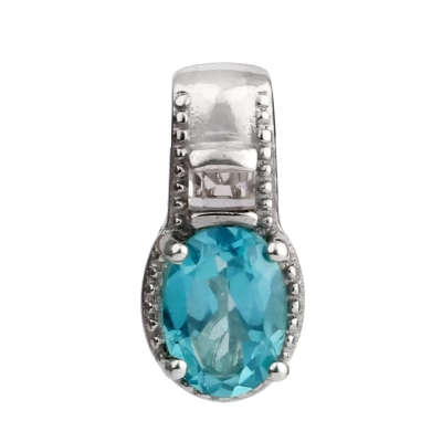 Aqua Topaz Silver Pendant