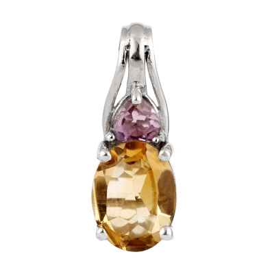 Citrine, Amethyst Silver Pendant