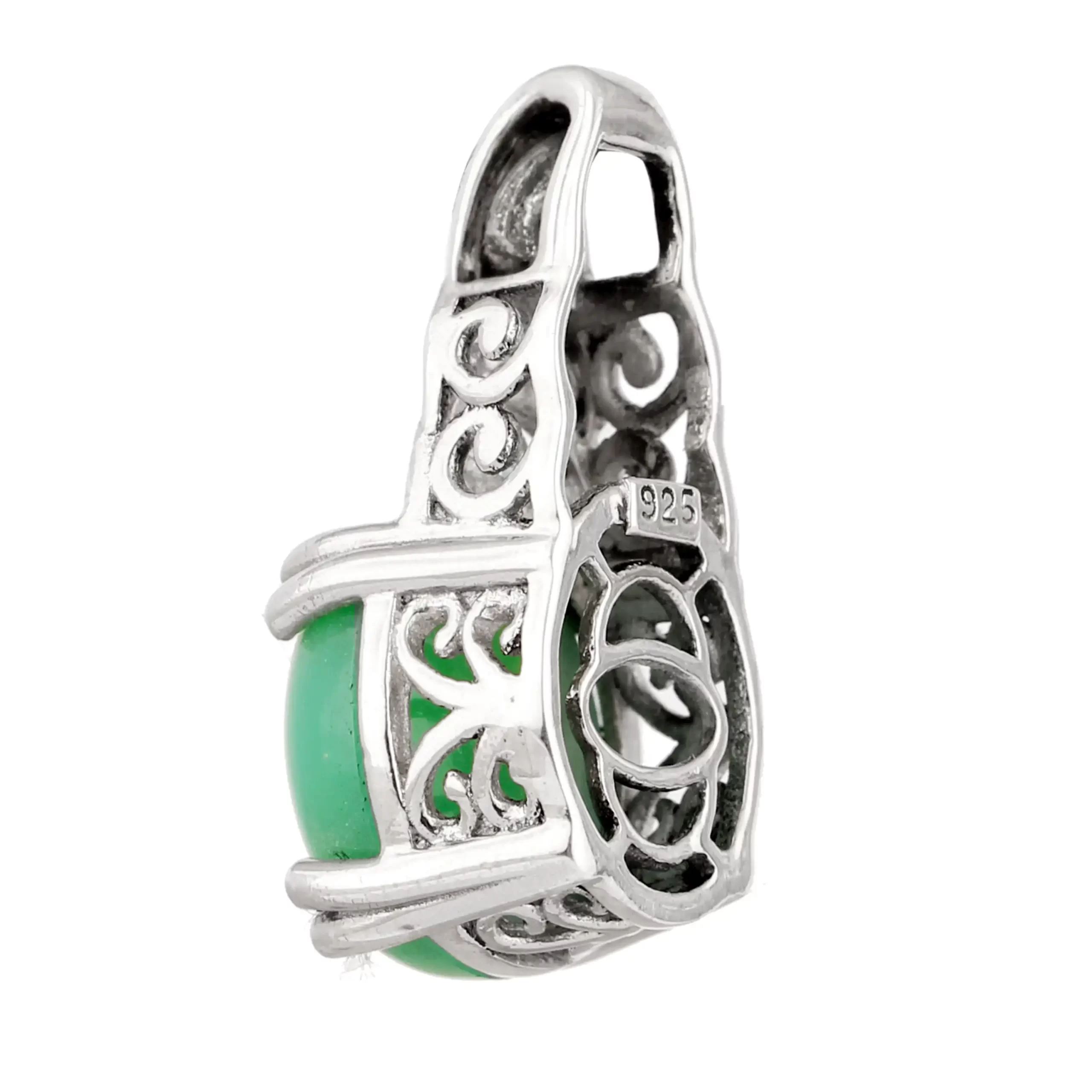 KSP-004C-1 Green Jade 925 Silver Pendant