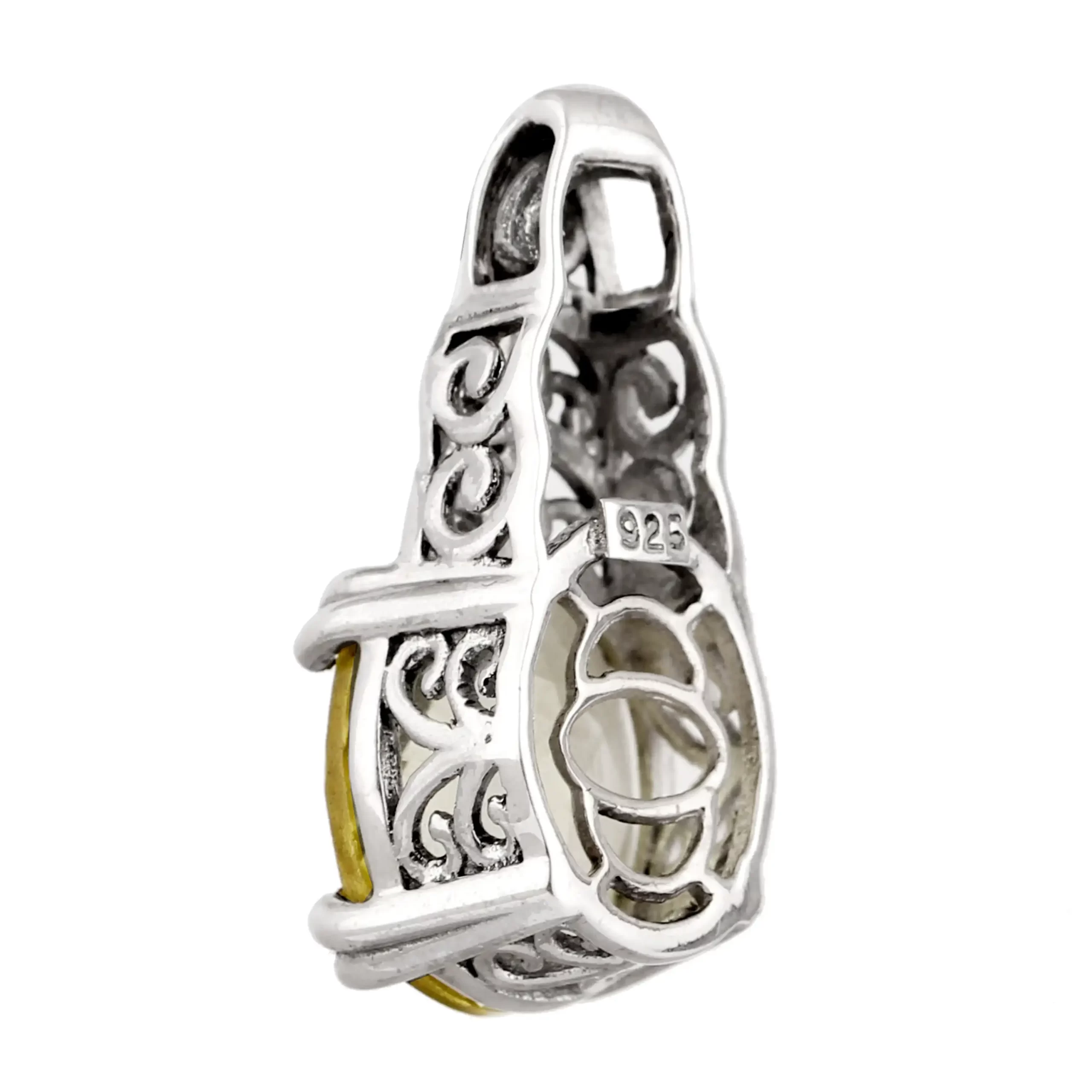 KSP-004D-1 Lemon Quartz 925 Silver Pendant