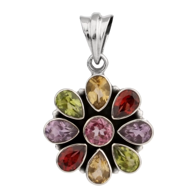 Multistone 925 Silver Pendant