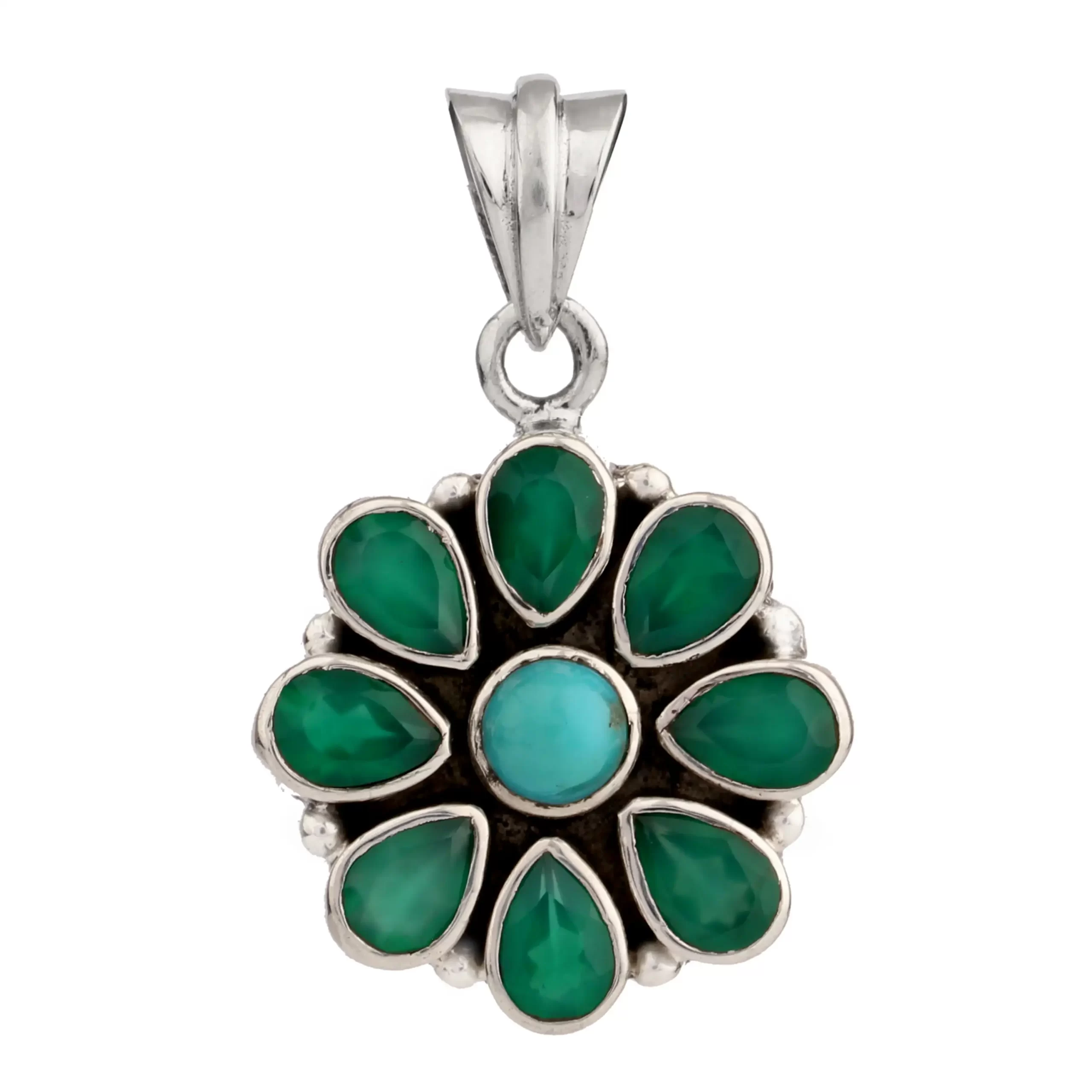 Turquoise Onyx Silver Pendant