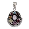 Multi Gem Silver Pendant