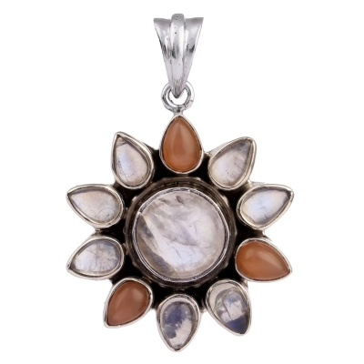 Rainbow Moonstone Silver Pendant
