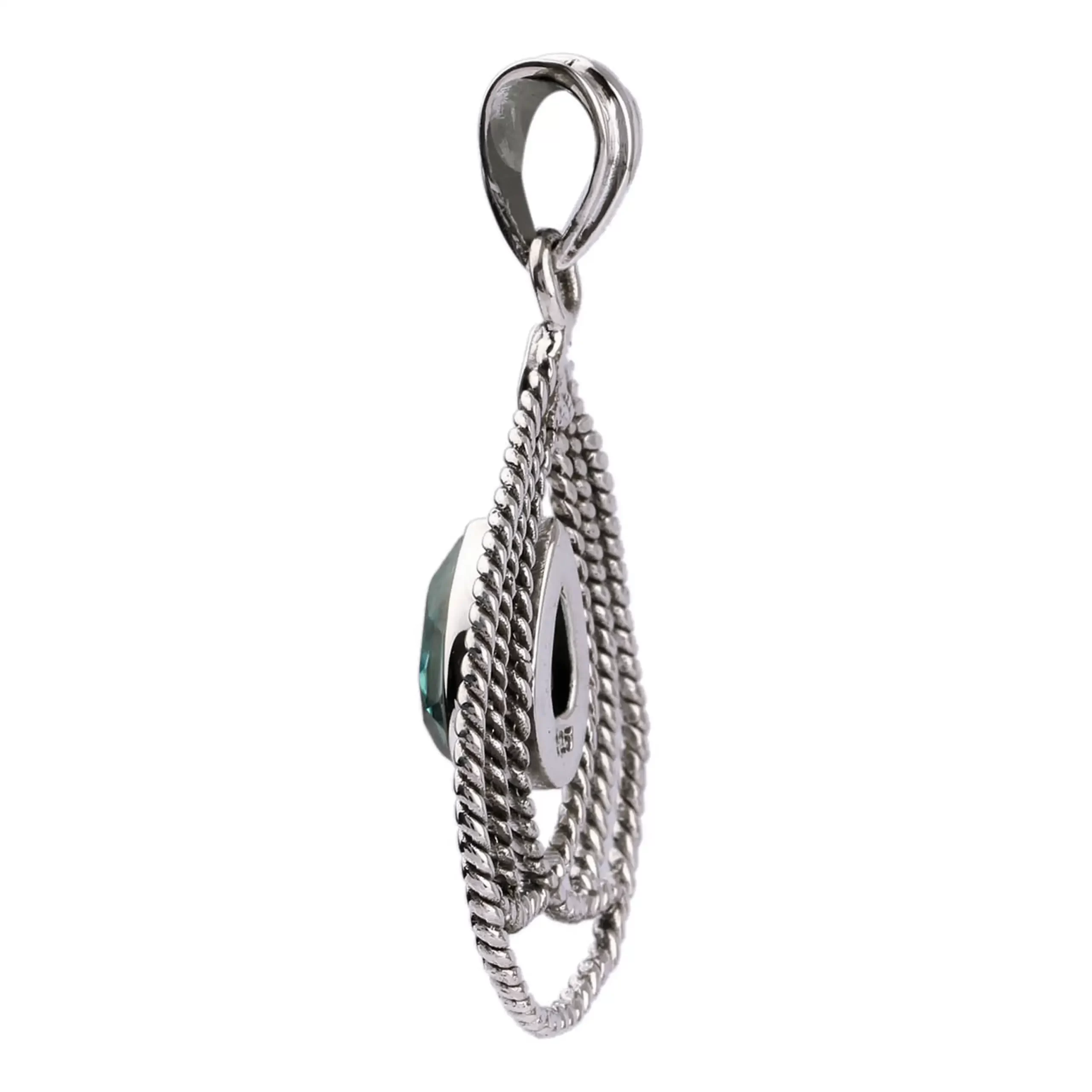 KSP-256D-1 Aqua Quartz Silver Pendant