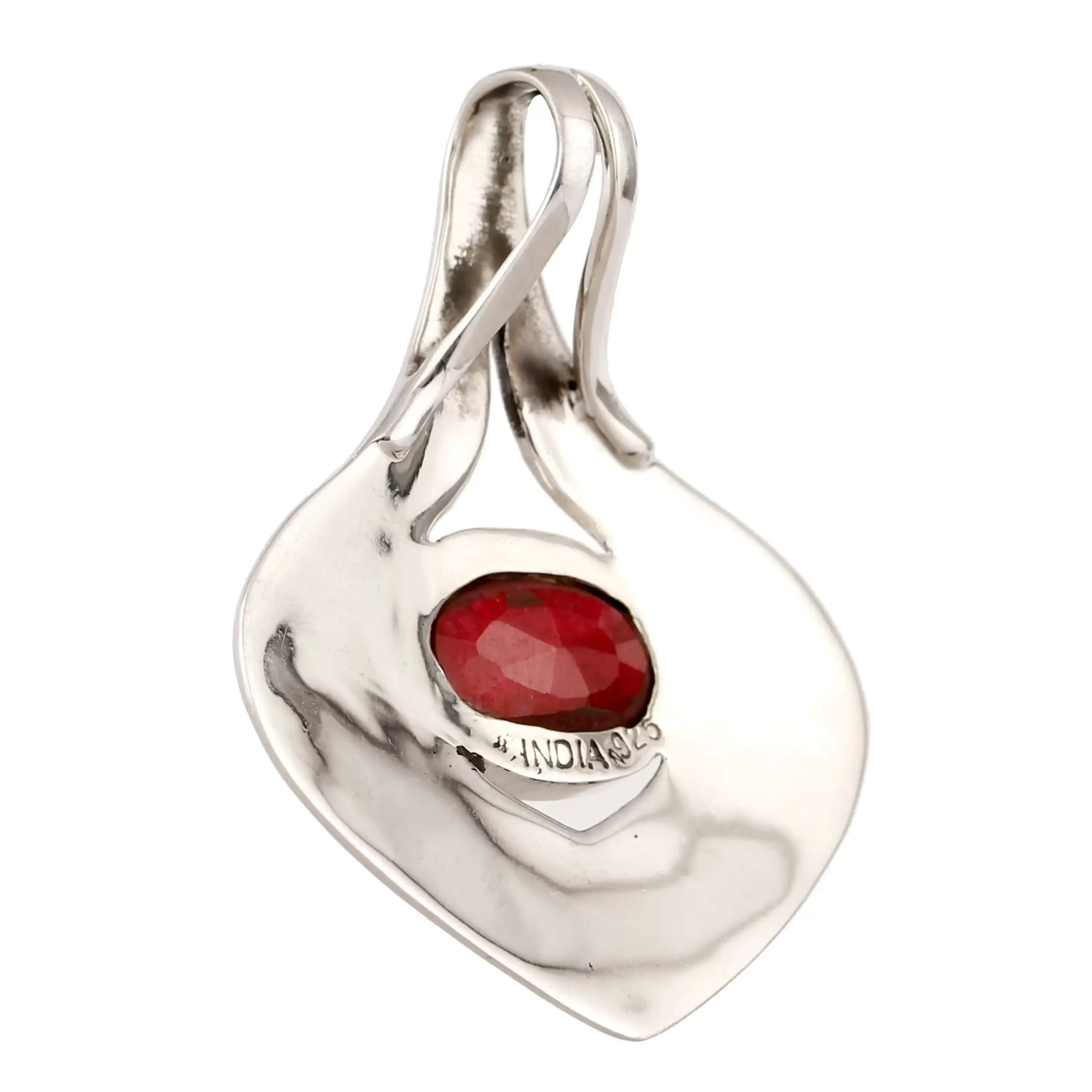 Red Corundum Silver Pendant