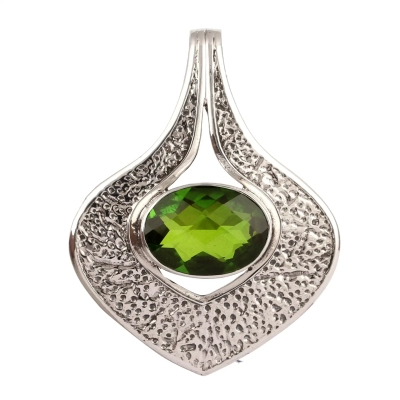 Green Quartz Silver Pendant