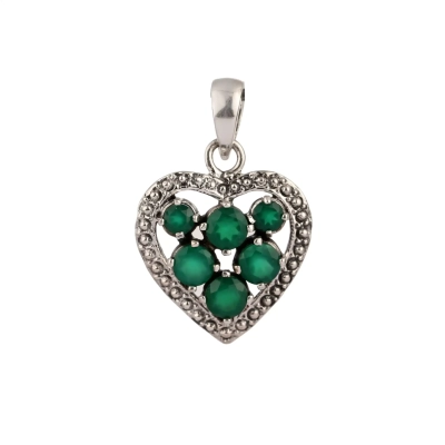 Green Onyx Silver Pendant