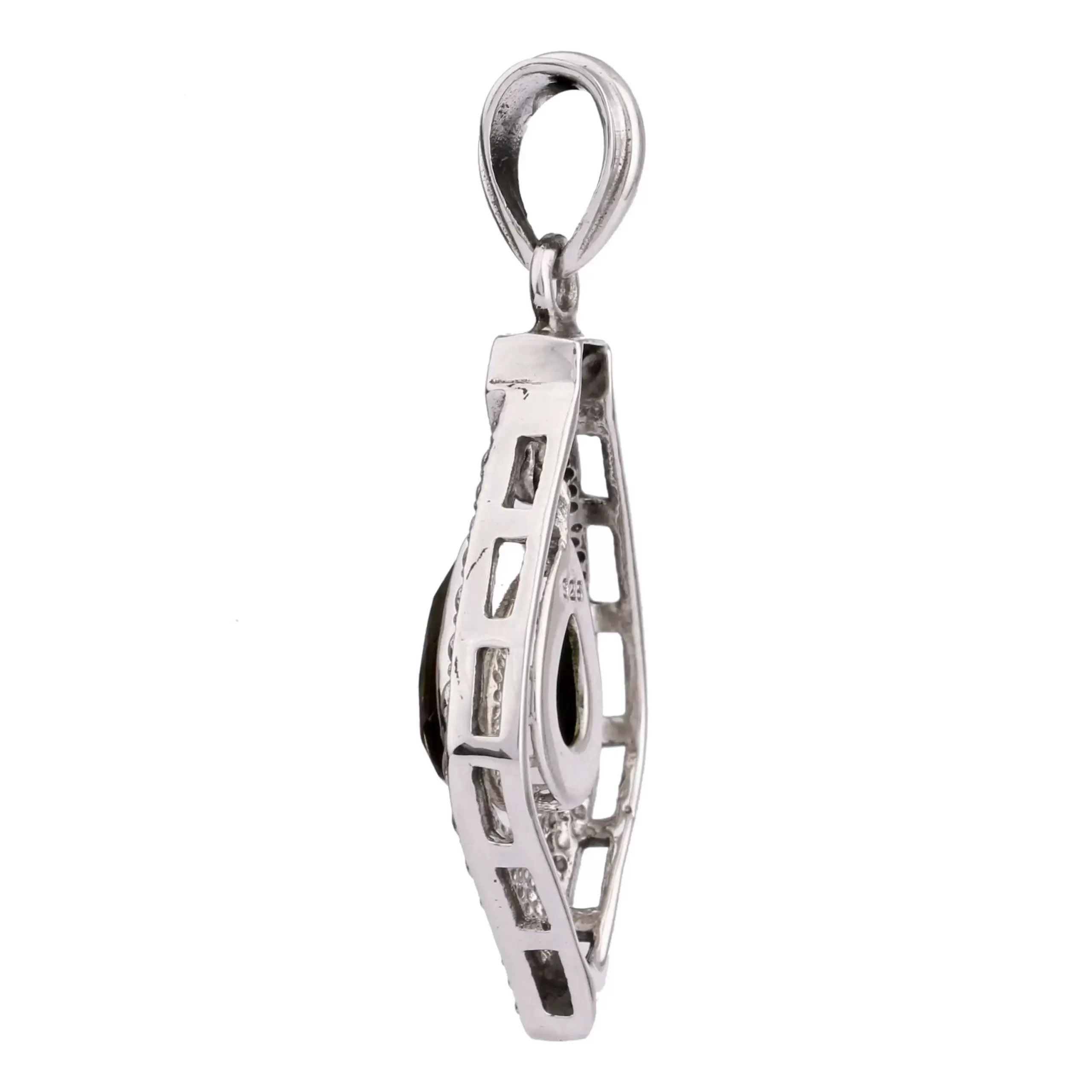 KSP-892D-1 Olivine Quartz Silver Pendant