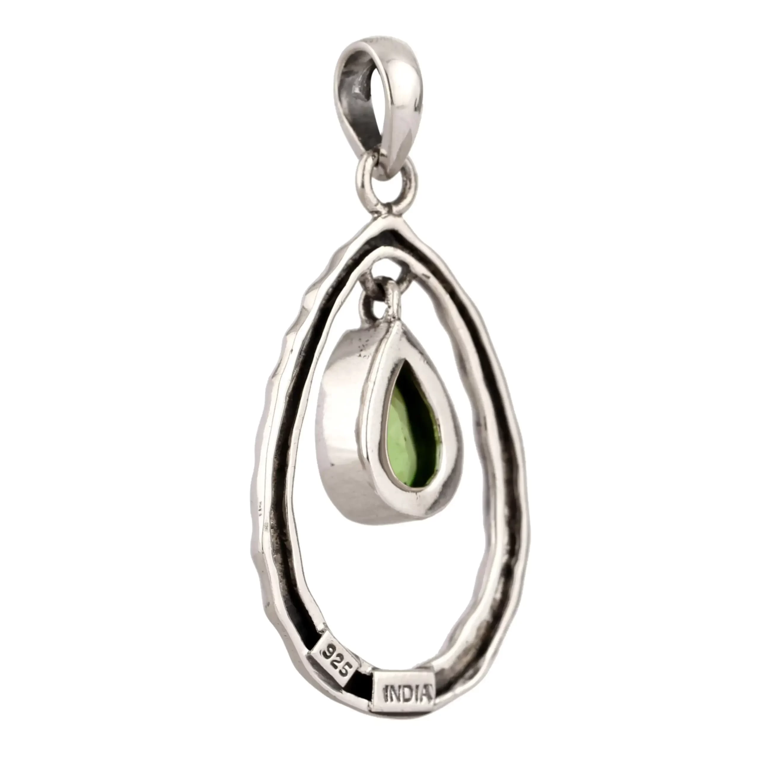 KSP-992B-1 Green Quartz Silver Pendant