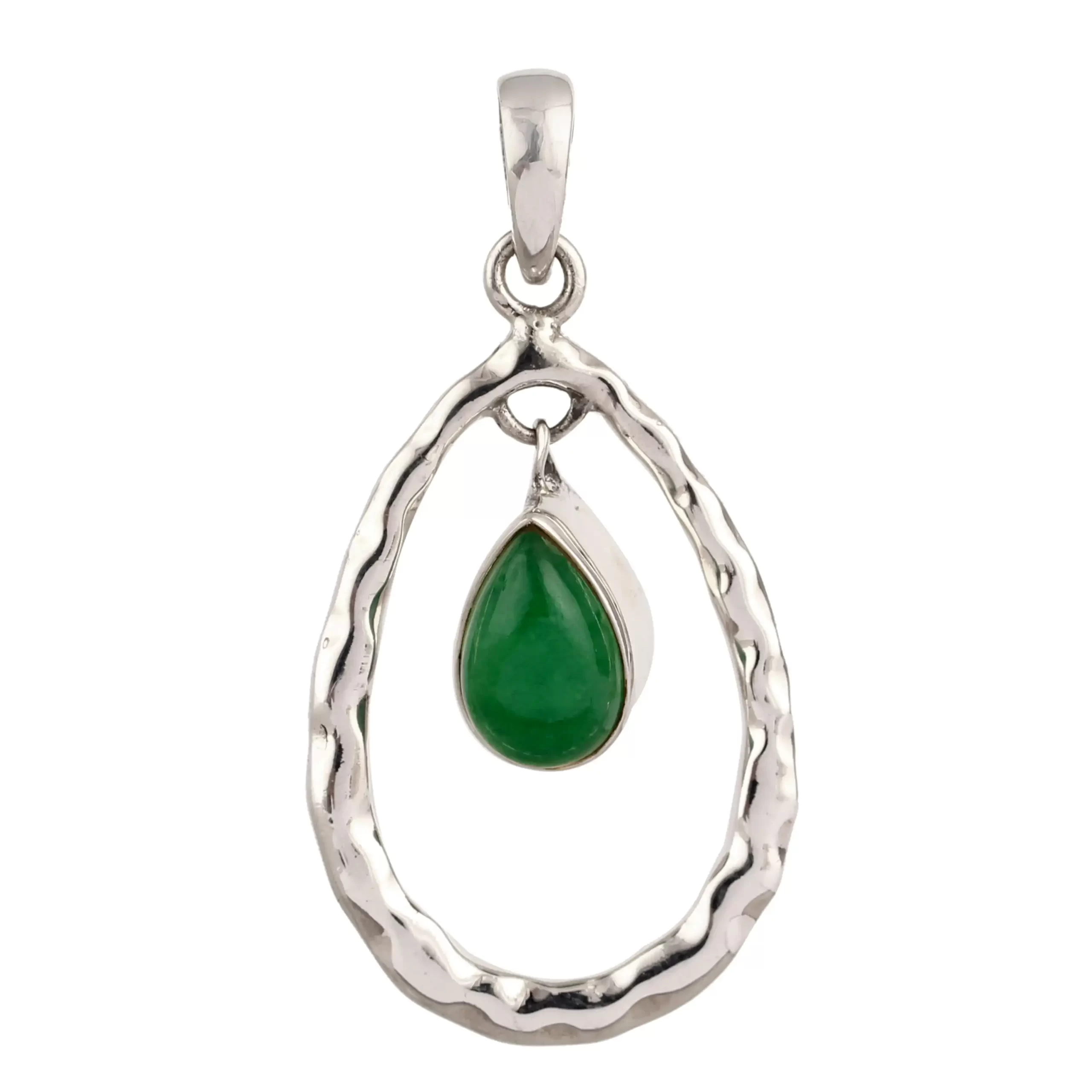 Green Jade Silver Pendant